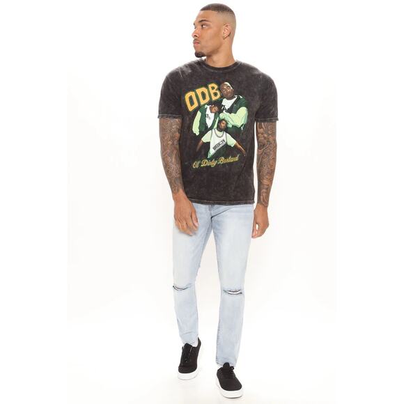 ODB Black Acid Wash Crewneck 90s Rapper Graphic Tee NEW Size Medium - Picture 9 of 9